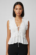Gina Tricot Damen Top Weiß Blau Größe S