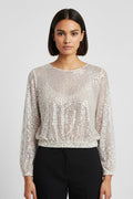 H&M Damen Crop Top Beige Silber Größe M