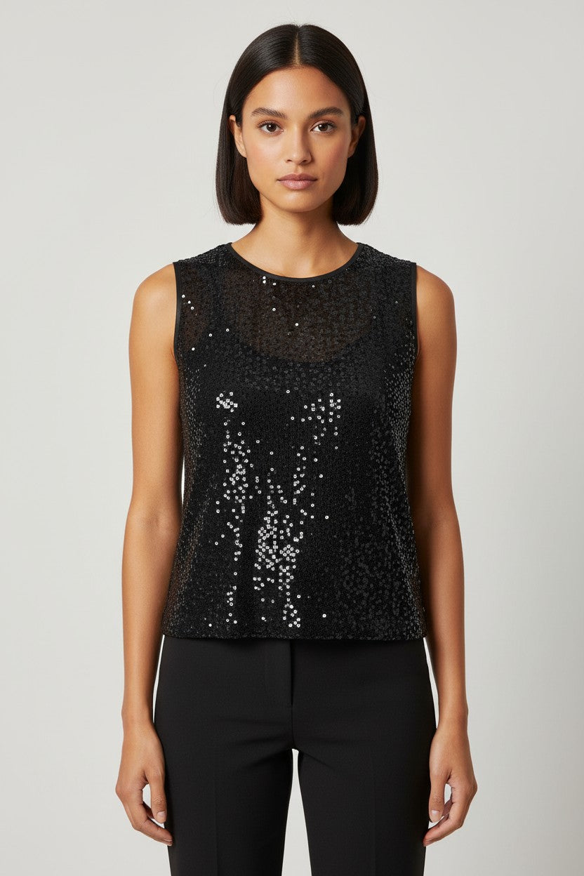 Hennes Damen Top Schwarz Silber Größe M