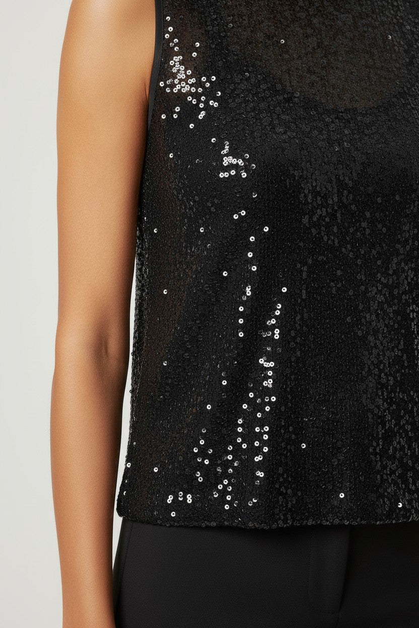 Hennes Damen Top Schwarz Silber Größe M