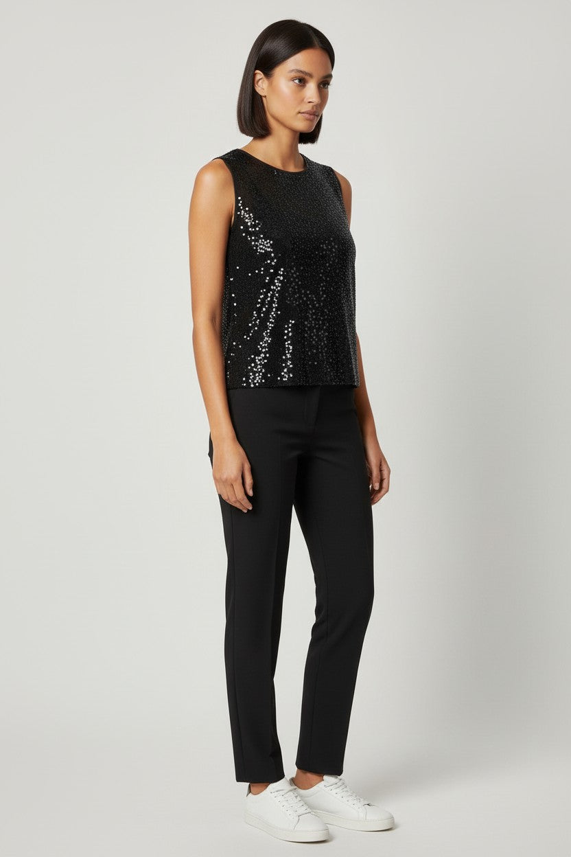 Hennes Damen Top Schwarz Silber Größe M