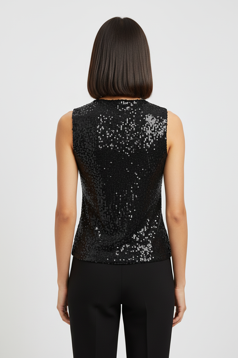 Hennes Damen Top Schwarz Silber Größe M