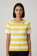 Lauren Ralph Lauren Damen Top Gelb Weiß Größe S