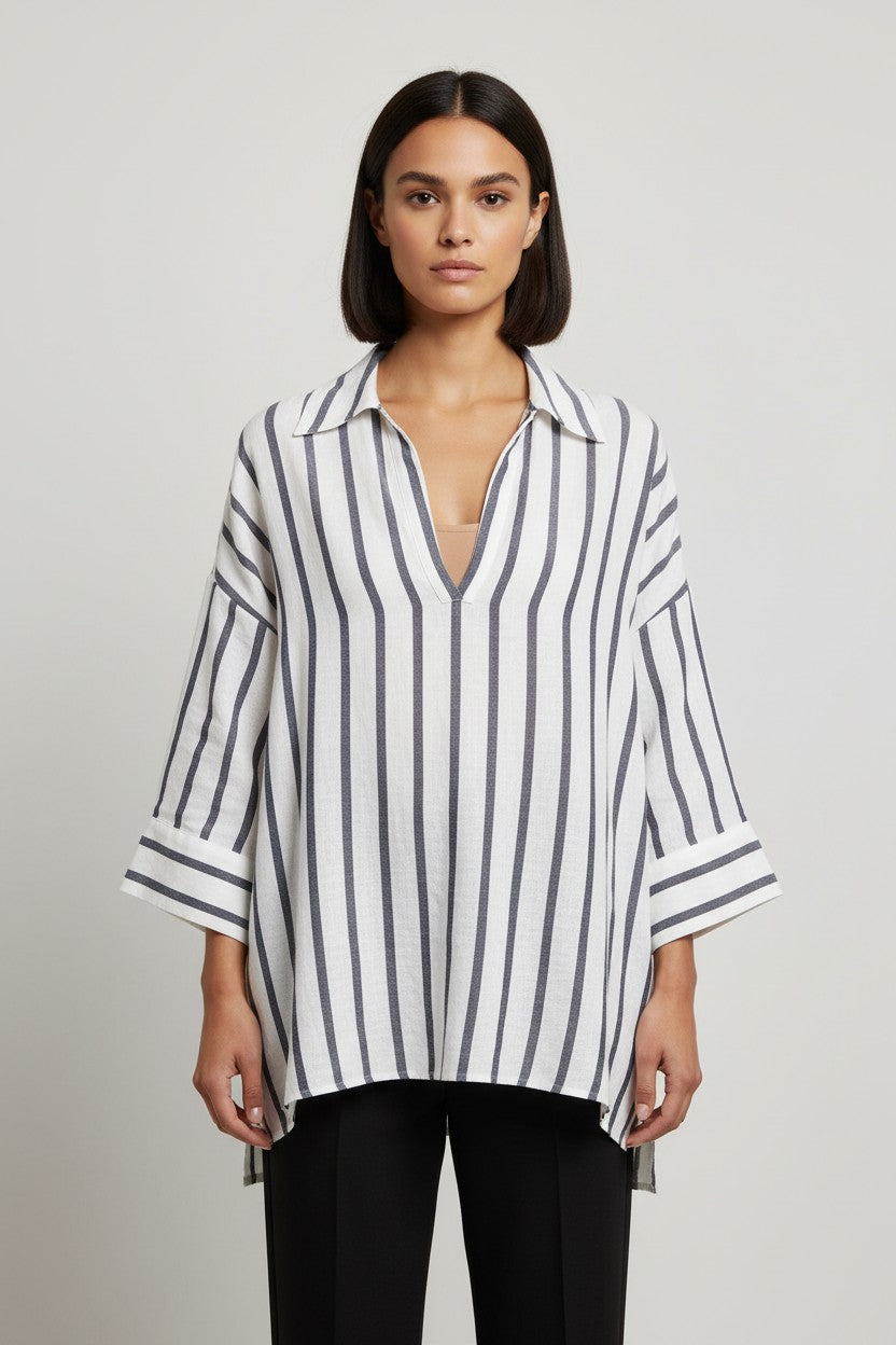 Massimo Dutti Damen Top Schwarz Weiß Größe XS/S