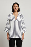 Massimo Dutti Damen Top Schwarz Weiß Größe XS/S