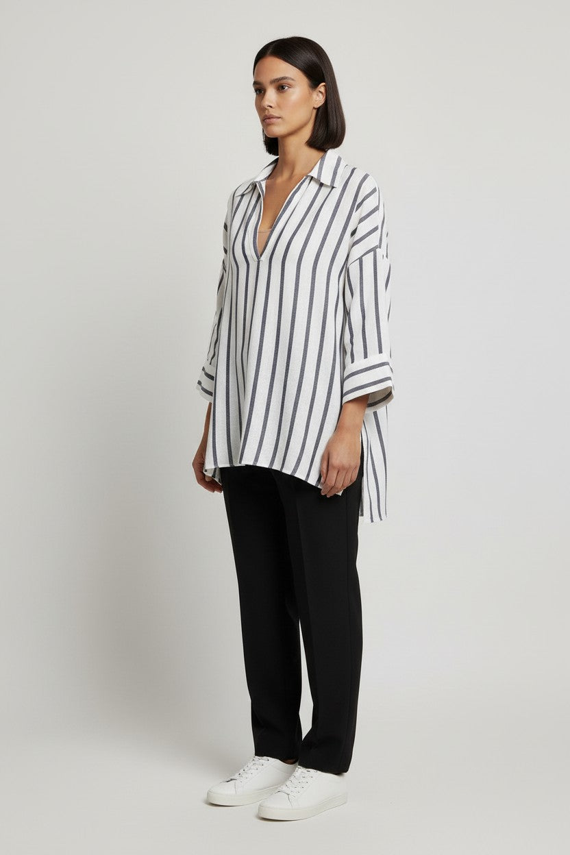 Massimo Dutti Damen Top Schwarz Weiß Größe XS/S