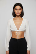 Tiger Mist Damen Crop Top Weiß Größe S
