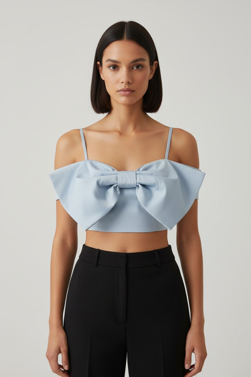 Zara Damen Crop Top Blau Größe XXL