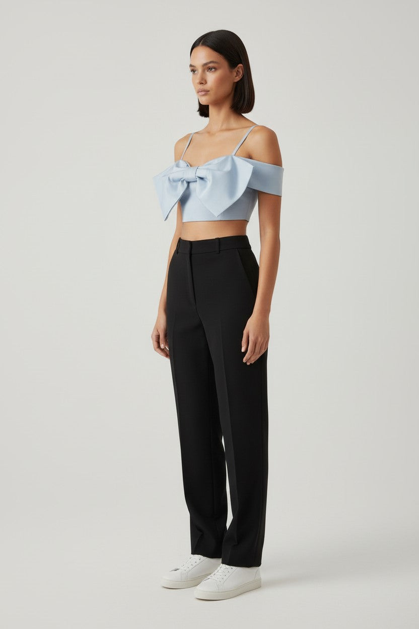 Zara Damen Crop Top Blau Größe XXL