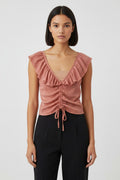 Zara Damen Crop Top Braun Weiß Größe L