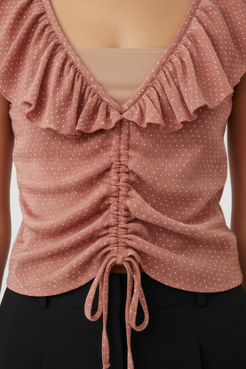 Zara Damen Crop Top Braun Weiß Größe L