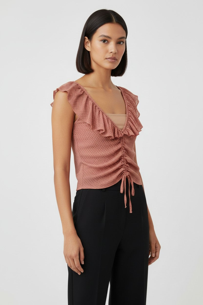 Zara Damen Crop Top Braun Weiß Größe L