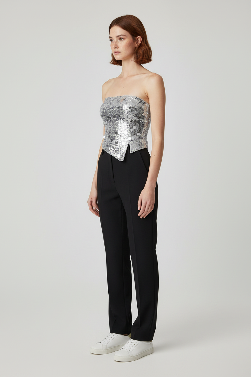 Cider Damen Top Silber Größe L