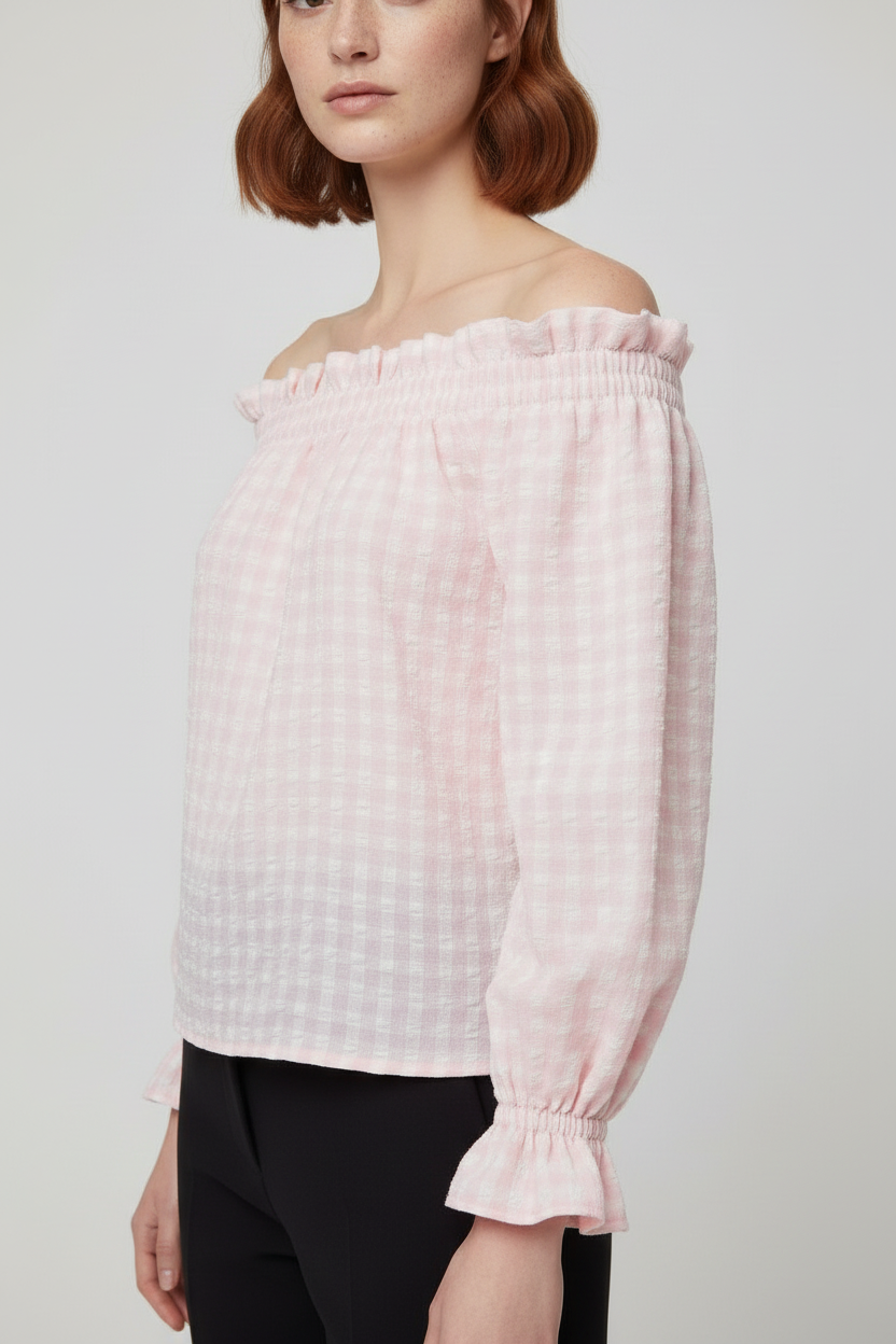 Divided by H&M Damen Crop Top Weiß Pink Größe XL