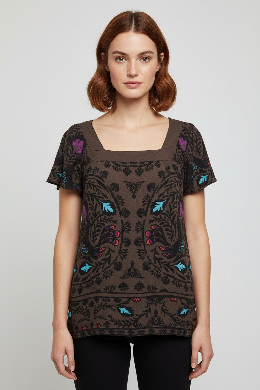 ESPRIT Damen Top Braun Mehrfarbig Größe XL
