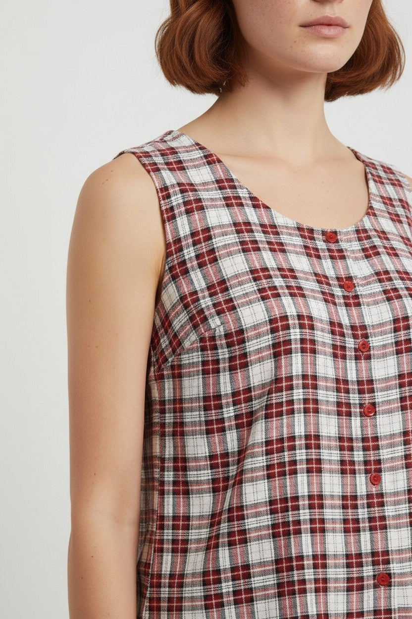 Faded Glory Damen Top Rot Weiß Blau Größe XL