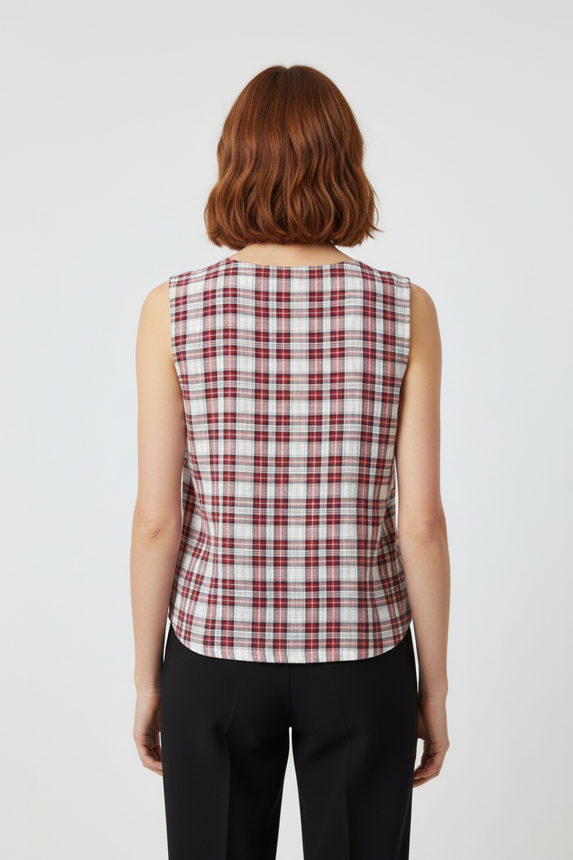 Faded Glory Damen Top Rot Weiß Blau Größe XL