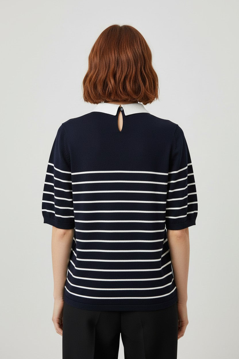 Tommy Hilfiger Damen Top Blau Weiß Größe XL