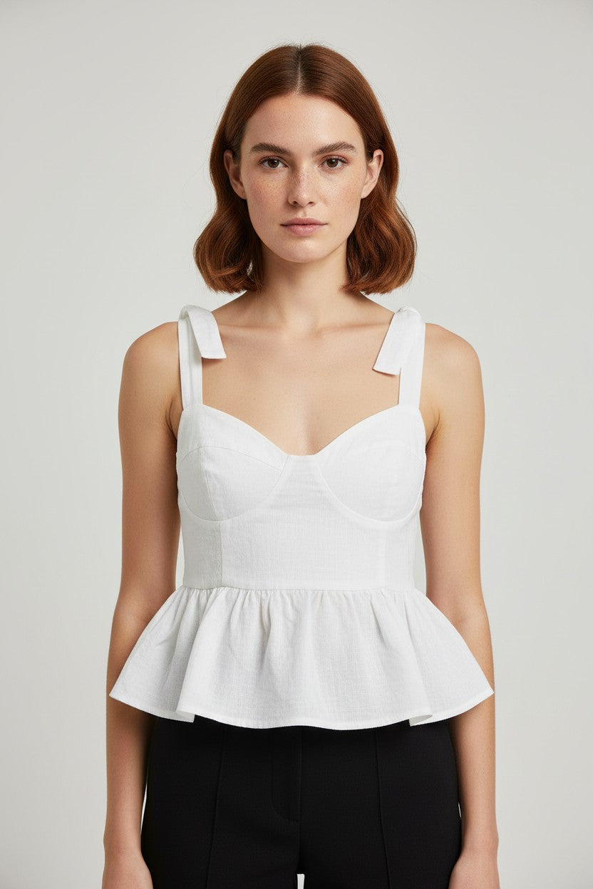 Zara Damen Top Weiß Größe M