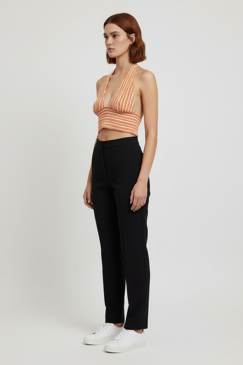 Divided by H&M Damen Top Orange Weiß Größe L