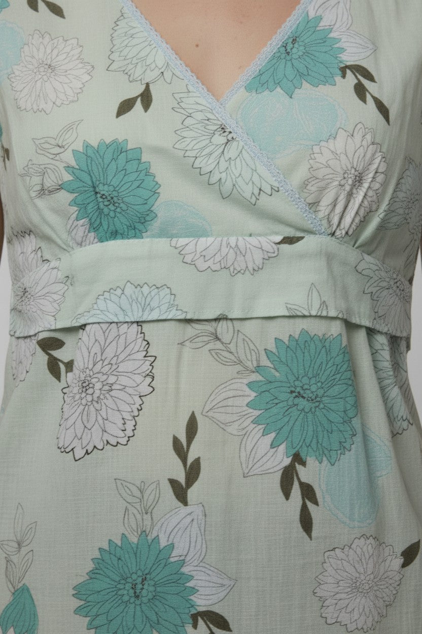 ESPRIT Damen Top Grün Weiß Braun Größe M