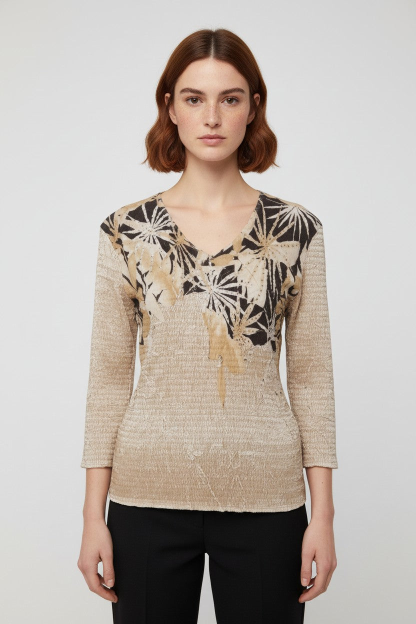Gerry Weber Damen Top Beige Schwarz Größe S