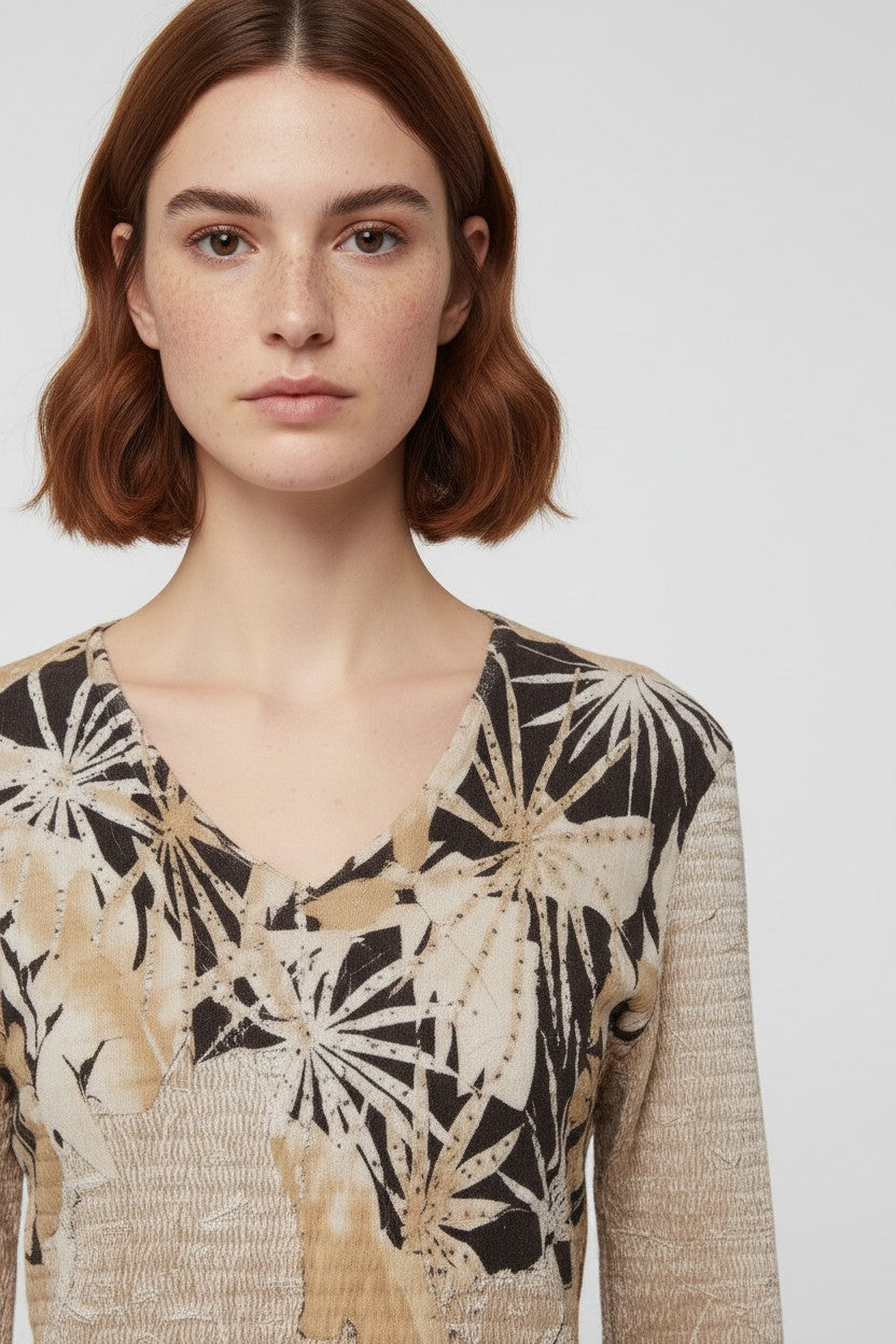 Gerry Weber Damen Top Beige Schwarz Größe S