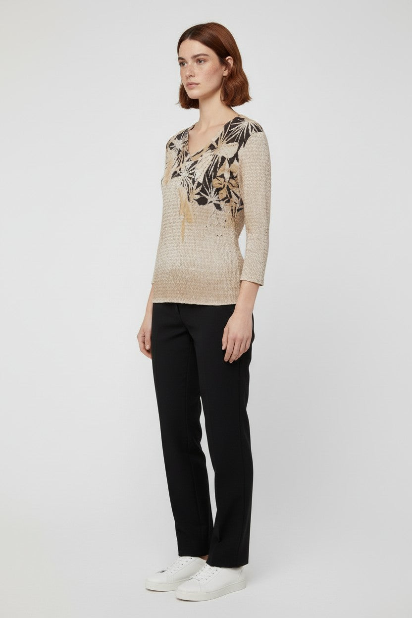 Gerry Weber Damen Top Beige Schwarz Größe S