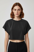 NA-KD Damen Top Schwarz Silber Größe S