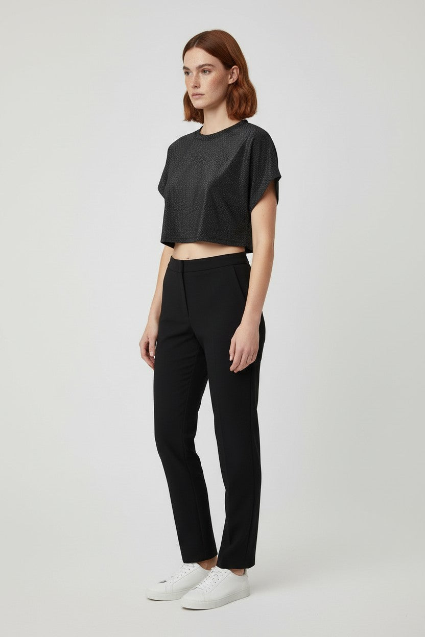 NA-KD Damen Top Schwarz Silber Größe S