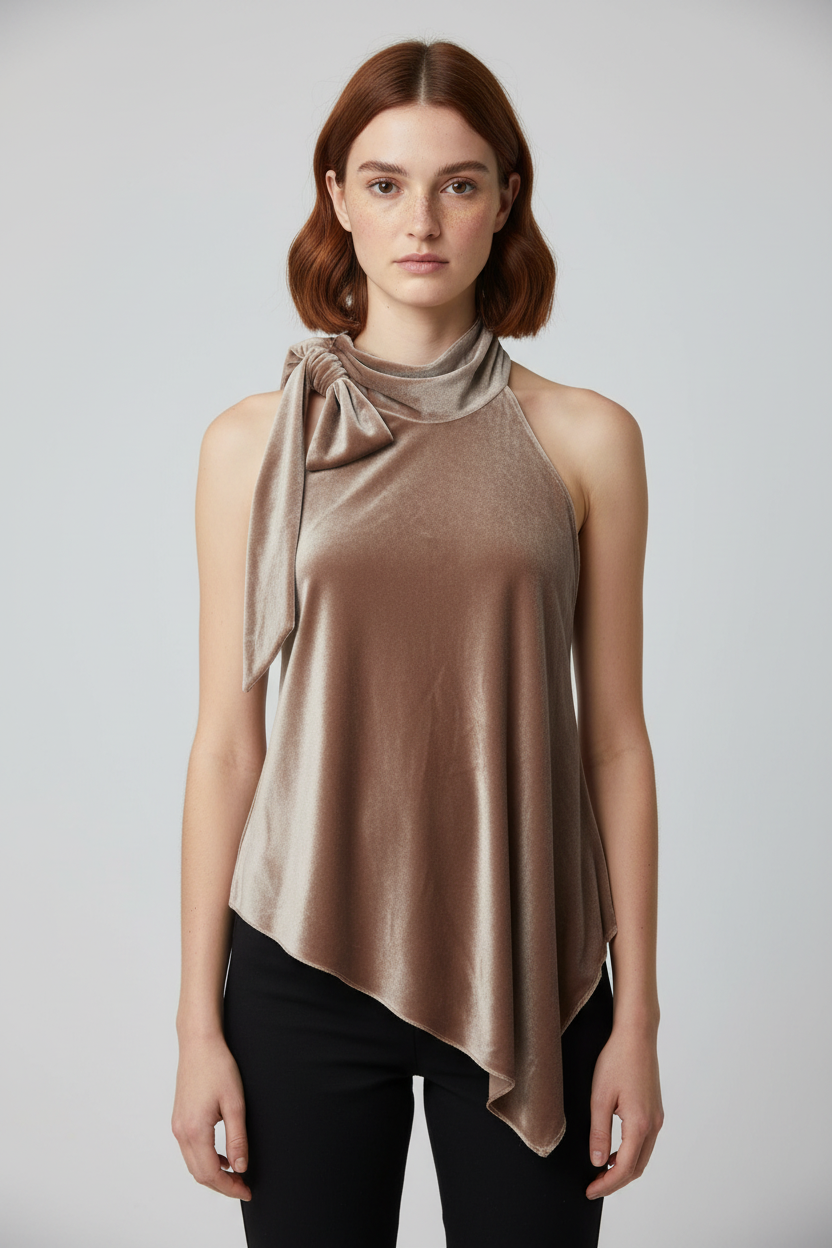 Zara Damen Neckholder Top Beige Größe M