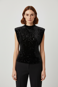 Zara Damen Top Schwarz Silber Größe M