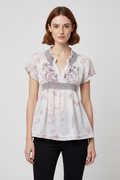 Desigual Damen Top Weiß Braun Mehrfarbig Größe L