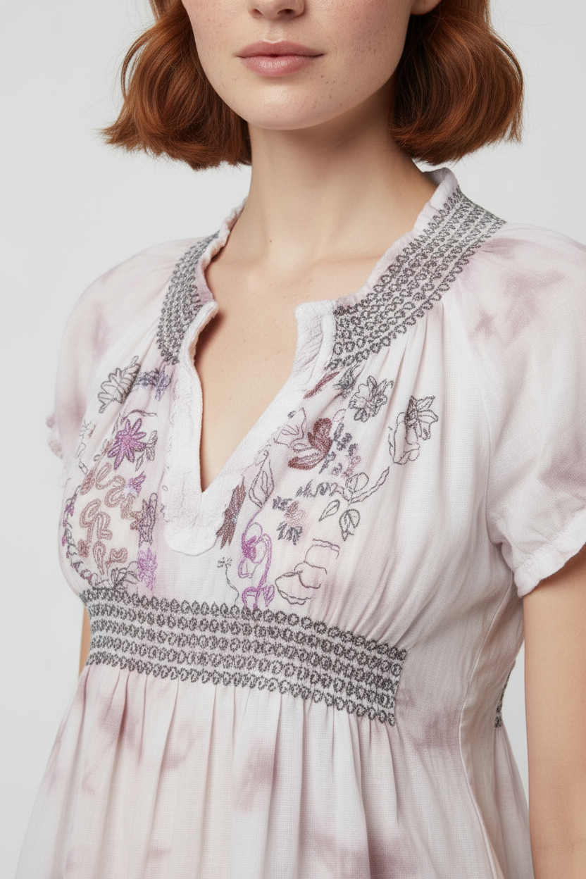 Desigual Damen Top Weiß Braun Mehrfarbig Größe L