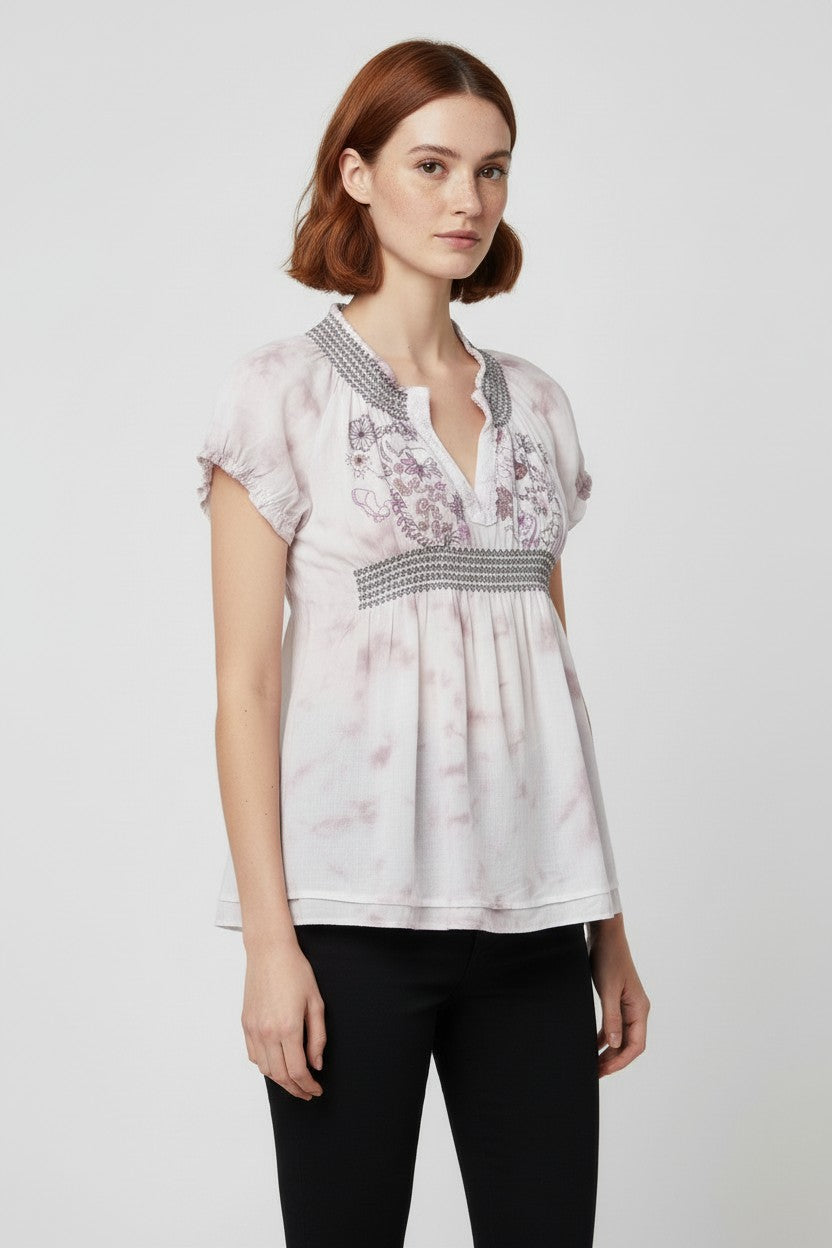 Desigual Damen Top Weiß Braun Mehrfarbig Größe L