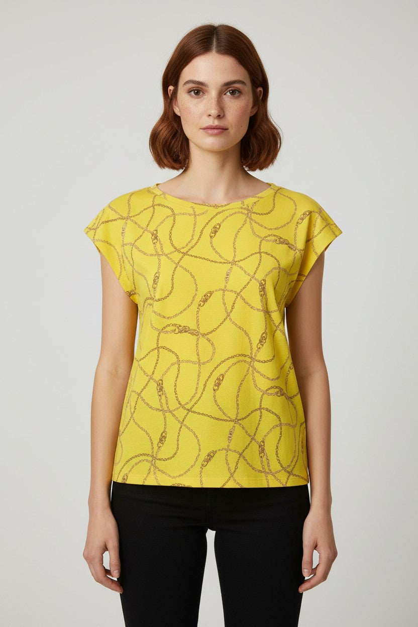 Lauren Ralph Lauren Damen Top Gelb Braun Größe M
