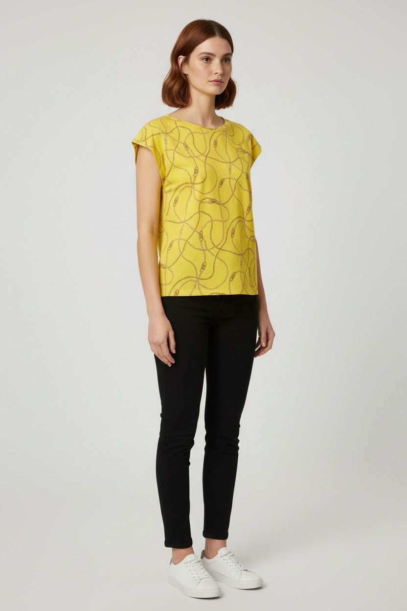 Lauren Ralph Lauren Damen Top Gelb Braun Größe M