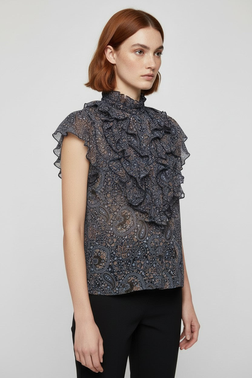 Saint Tropez Damen Top Blau Beige Mehrfarbig Größe L