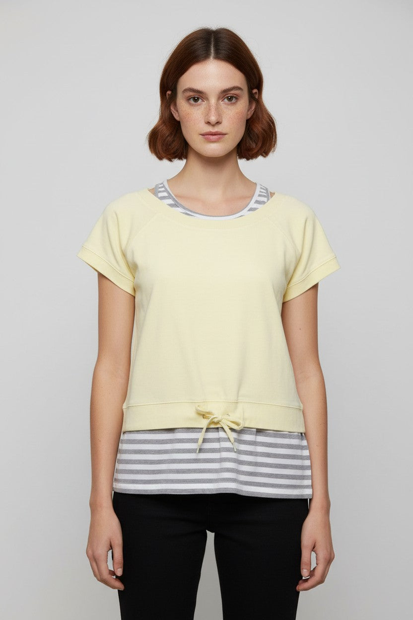 X-Mail Damen Top Gelb Grau Weiß Größe XL