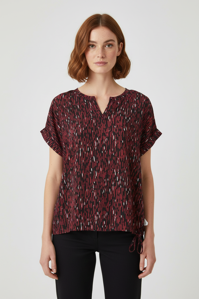 Betty & Co Damen Top Schwarz Rot Mehrfarbig Größe 2XL
