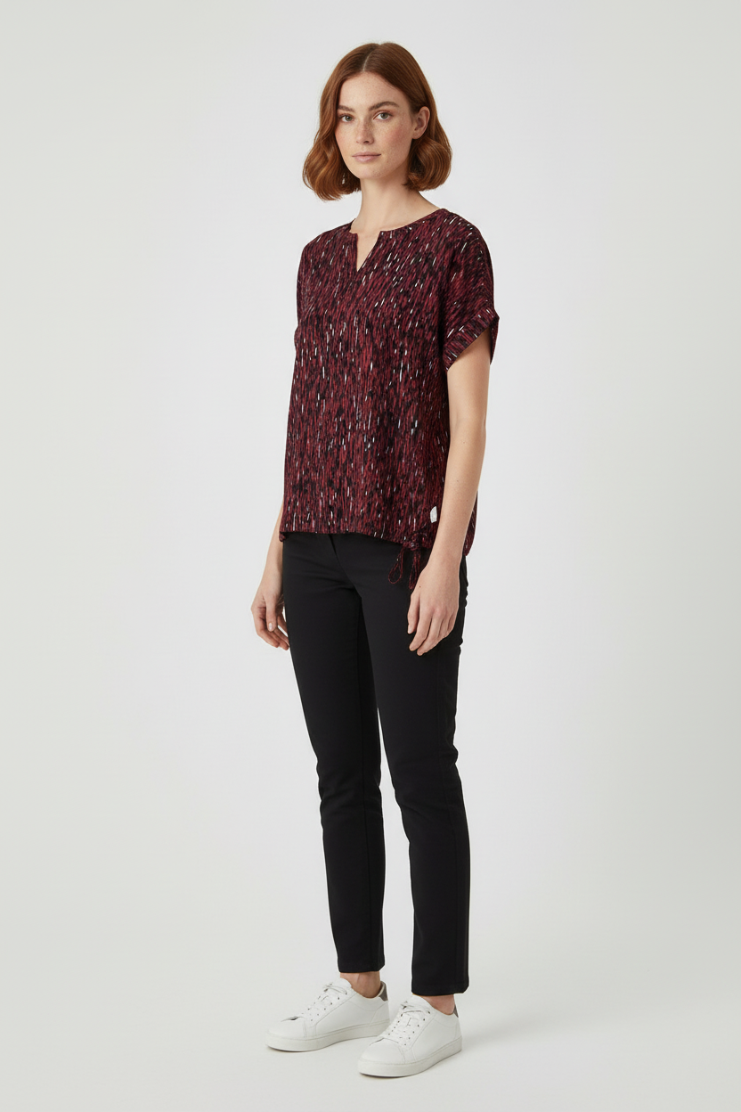 Betty & Co Damen Top Schwarz Rot Mehrfarbig Größe 2XL