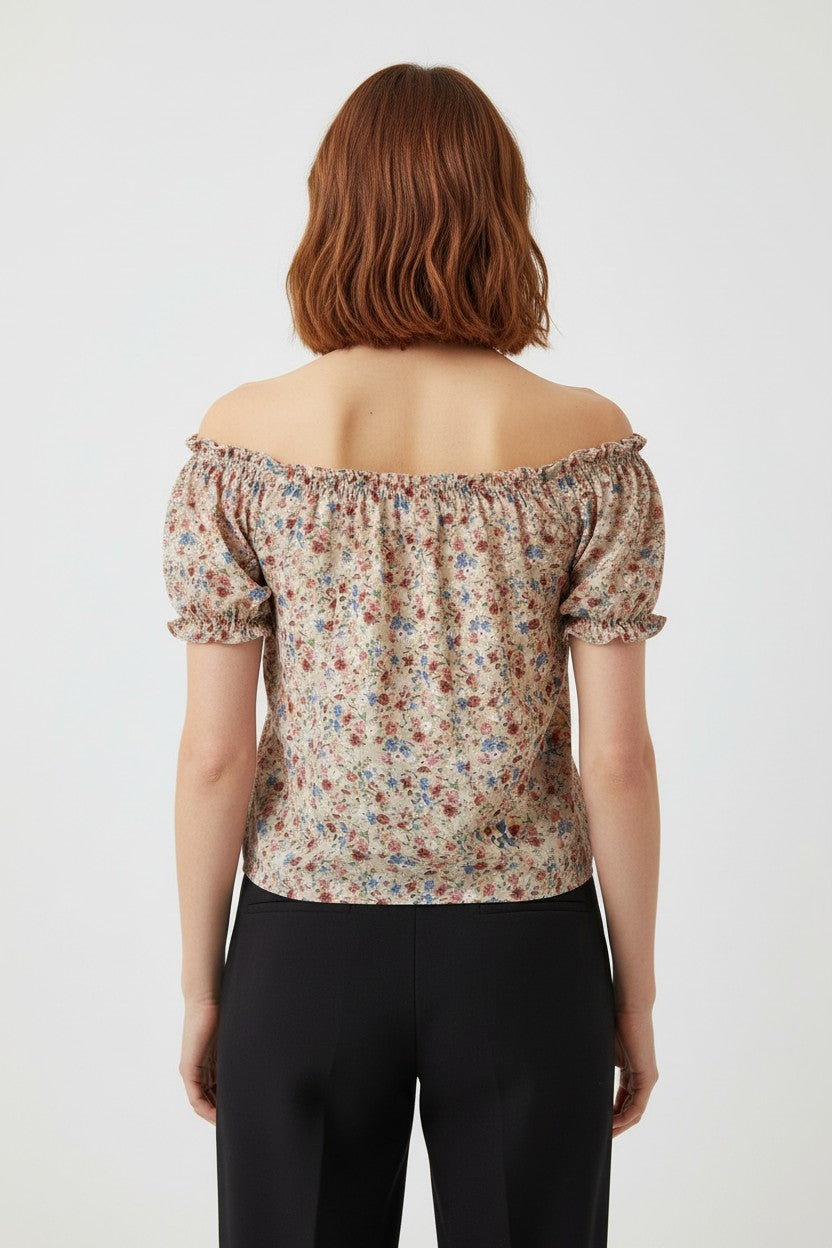 Cider Damen Top Beige Mehrfarbig Größe XL