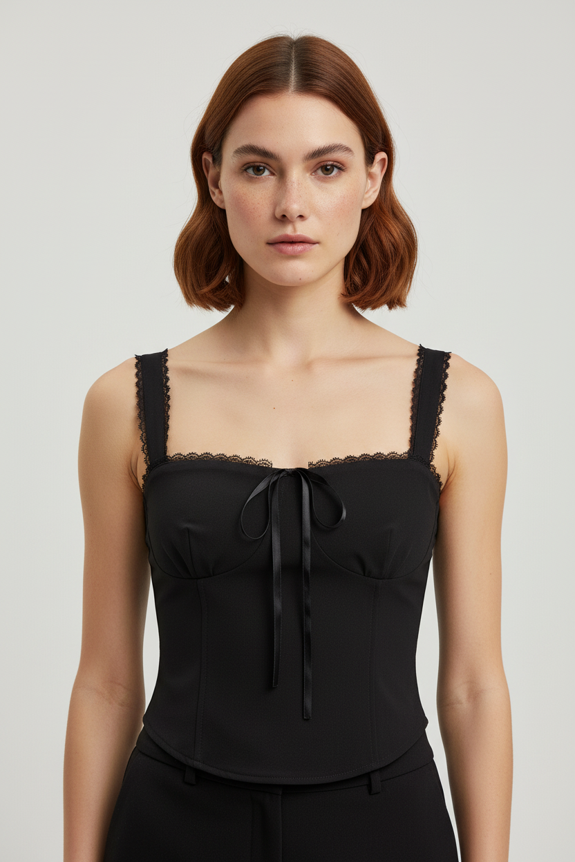 Damen Crop Top Schwarz Größe M