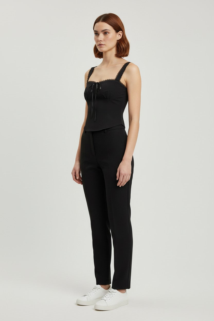 Damen Crop Top Schwarz Größe M