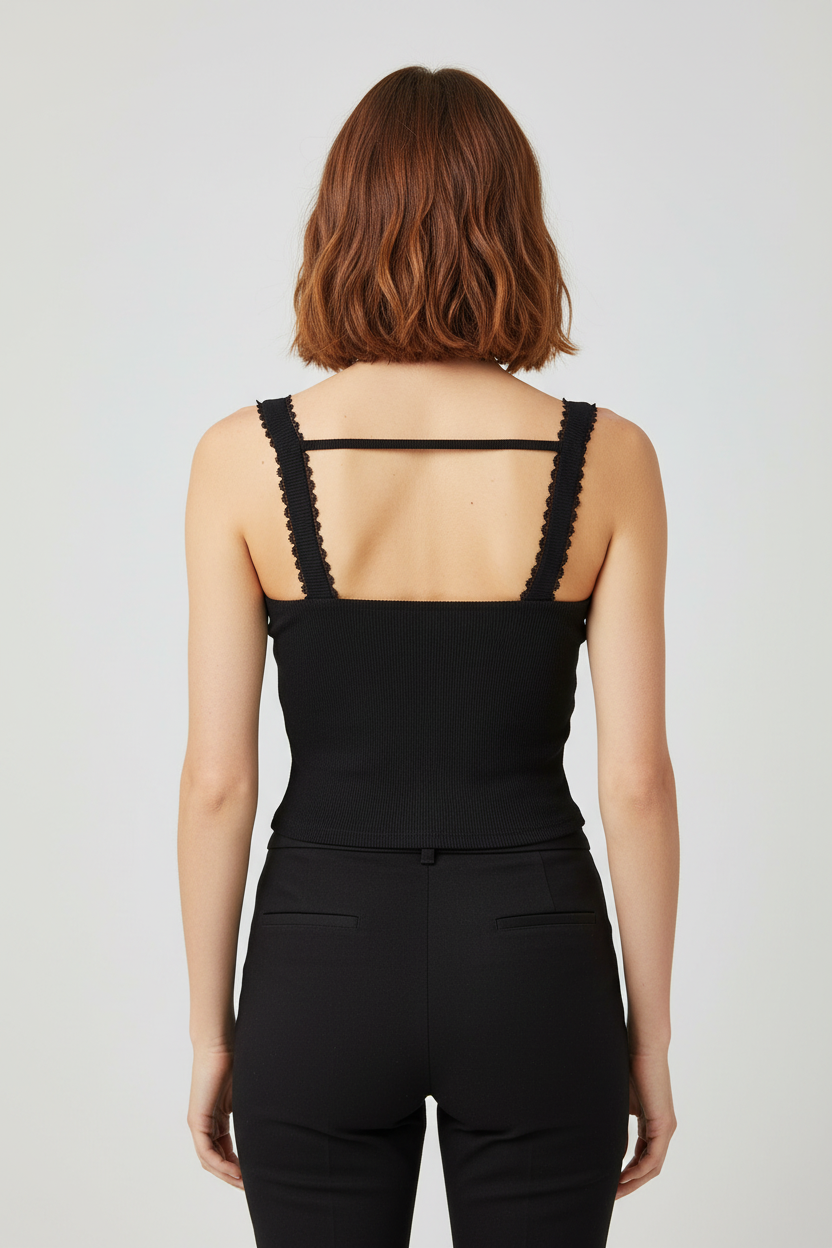 Damen Crop Top Schwarz Größe M