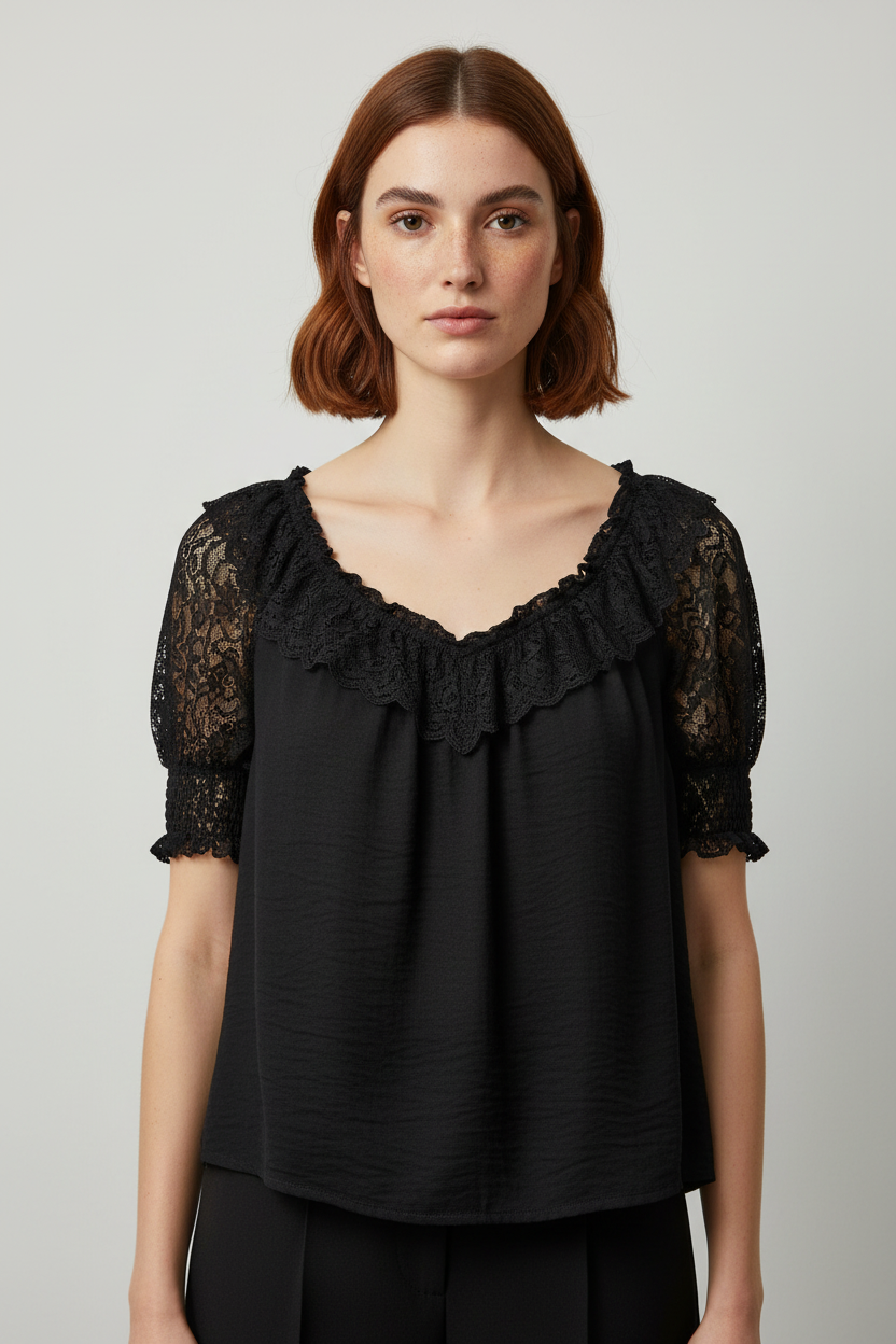 Gina Tricot Damen Top Schwarz Größe M