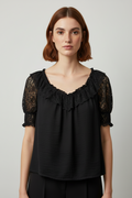 Gina Tricot Damen Top Schwarz Größe M