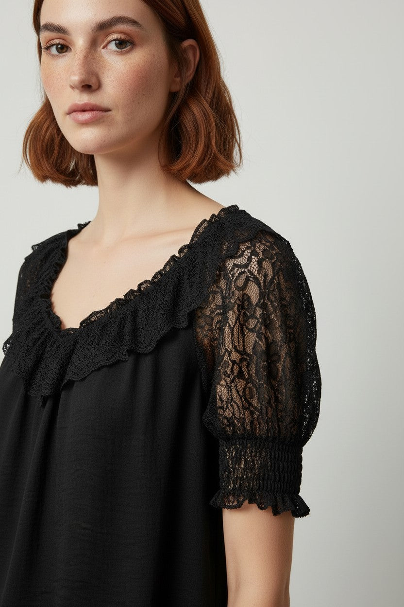 Gina Tricot Damen Top Schwarz Größe M
