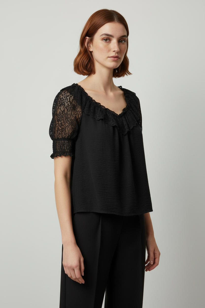 Gina Tricot Damen Top Schwarz Größe M