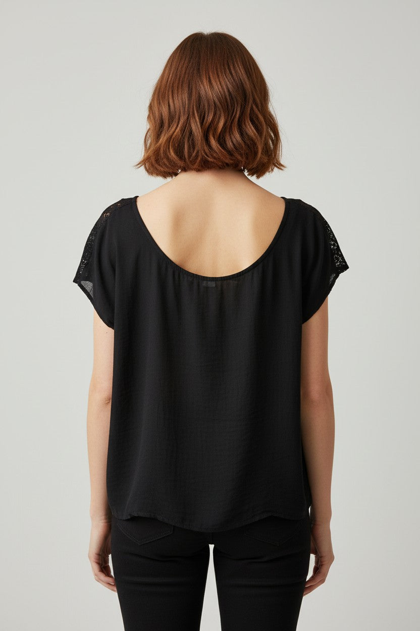 Gina Tricot Damen Top Schwarz Größe M
